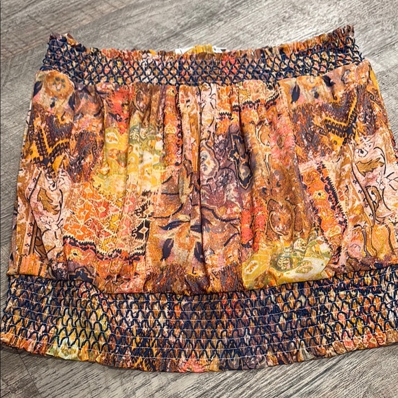 Jane and Delancey Tops - Jane and Delancey Orange Brown Smocked Bubble Top